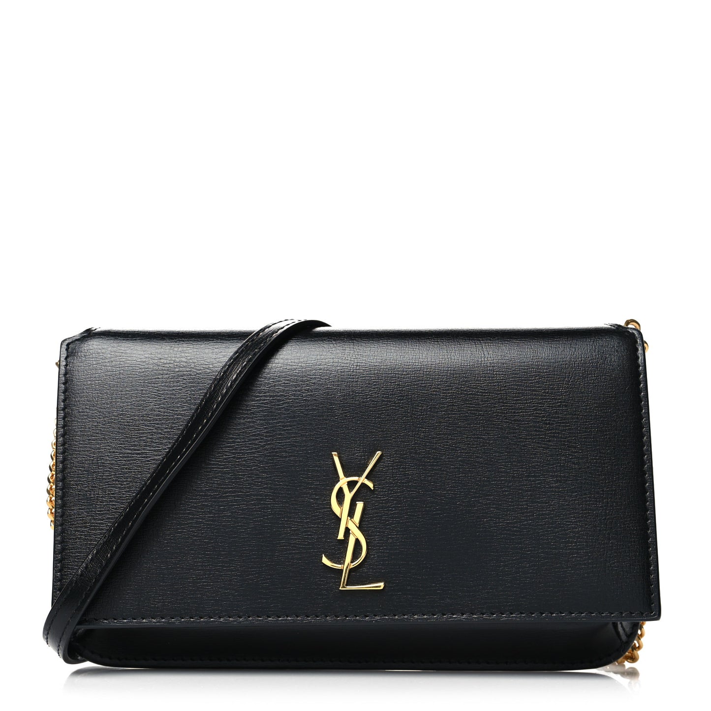 Smooth Calfskin Monogram Phone Holder Crossbody Black
