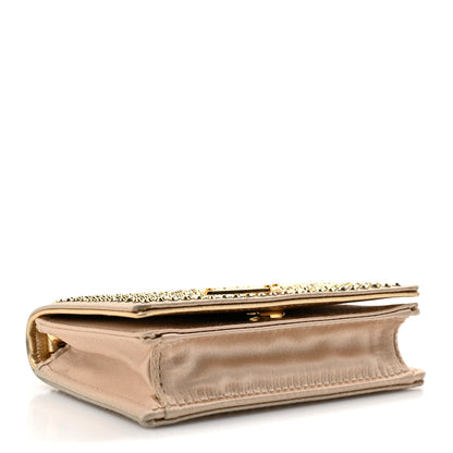 Prada Satin Crystal Metal Triangle Logo Card Holder With Strap Platino 4 of 14