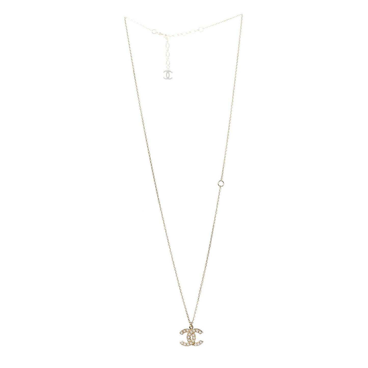Pearl CC Pendant Necklace Gold
