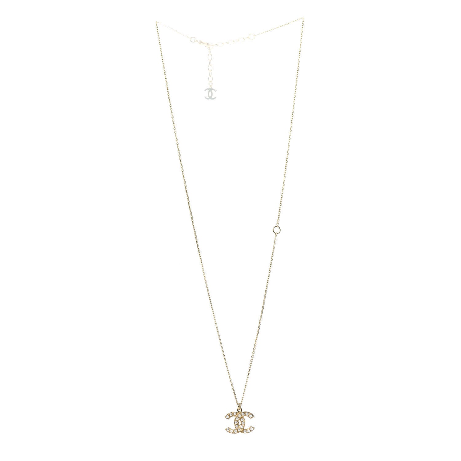 Chanel Pearl CC Pendant Necklace Gold 3 of 6