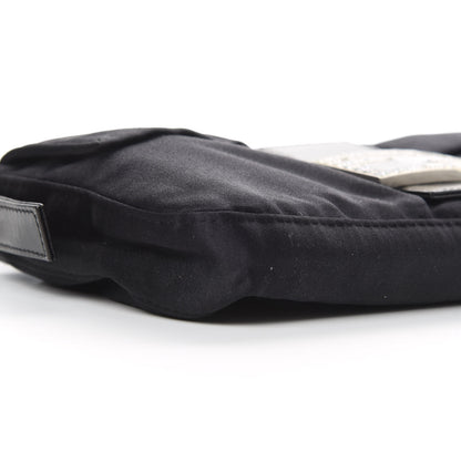 Fendi Satin Crystal Baguette Black 9 of 12