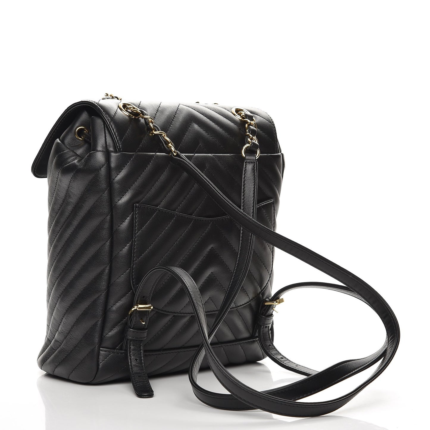 Calfskin Chevron Quilted Small Urban Spirit Backpack Black