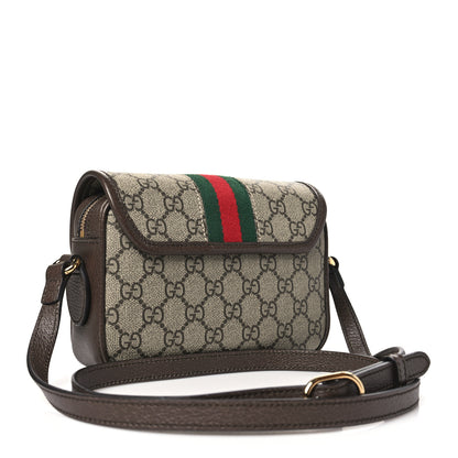 Gucci GG Supreme Monogram Textured Dollar Calfskin Mini Ophidia Flap Shoulder Bag Beige Ebony New Acero 3 of 10