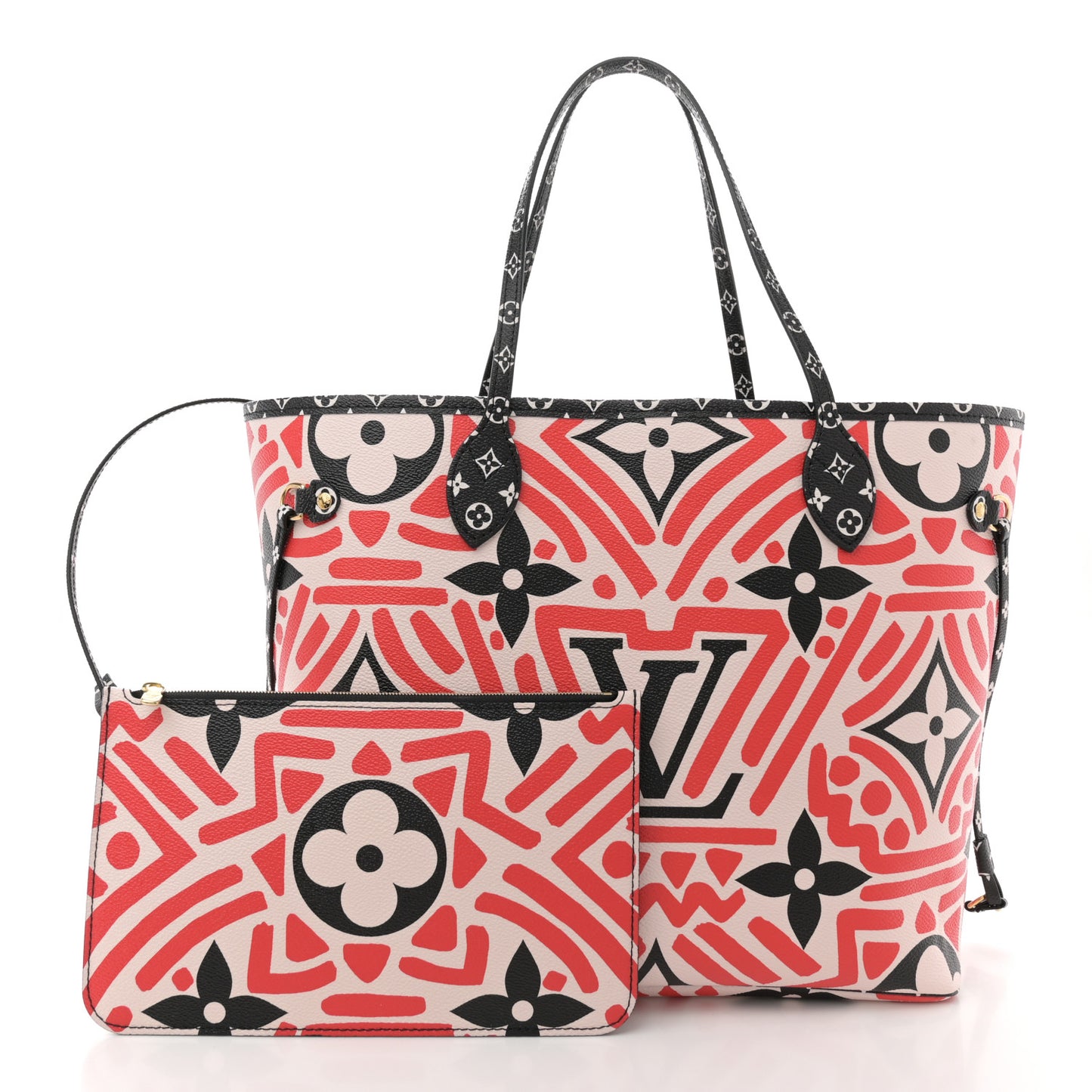Monogram Giant Crafty Neverfull MM Creme Rouge Black