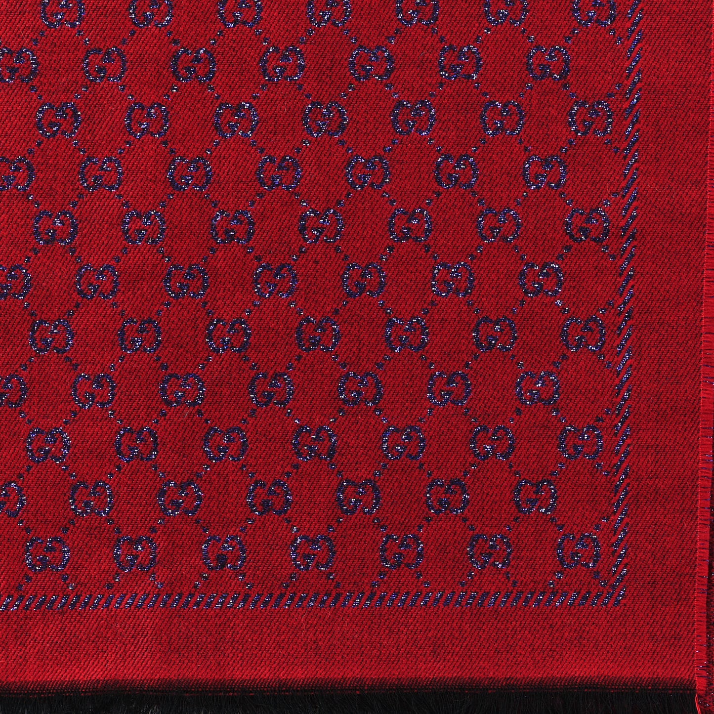 Wool Silk Jacquard GG Monogram Stenix Scarf Red Sky Blue