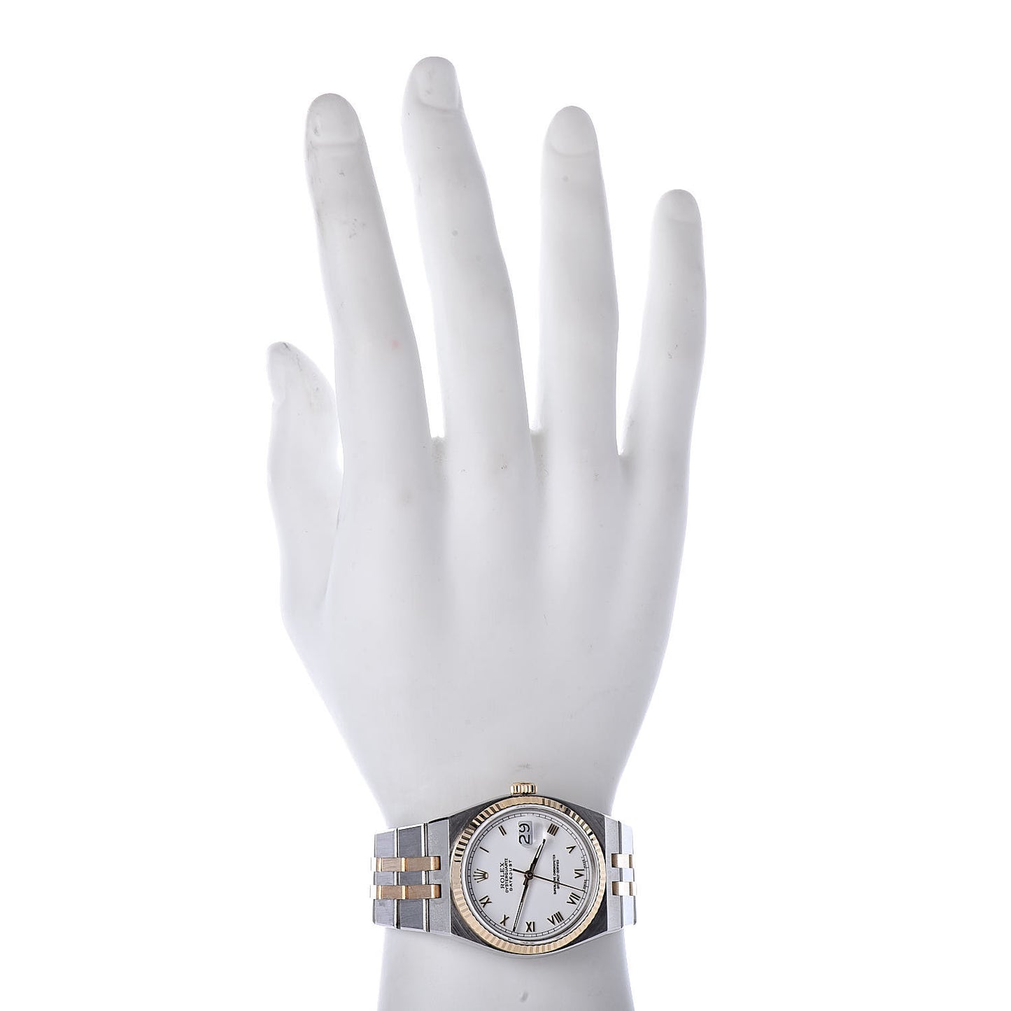 Stainless Steel 18K Yellow Gold 36mm OysterQuartz Datejust Watch White Roman 17013