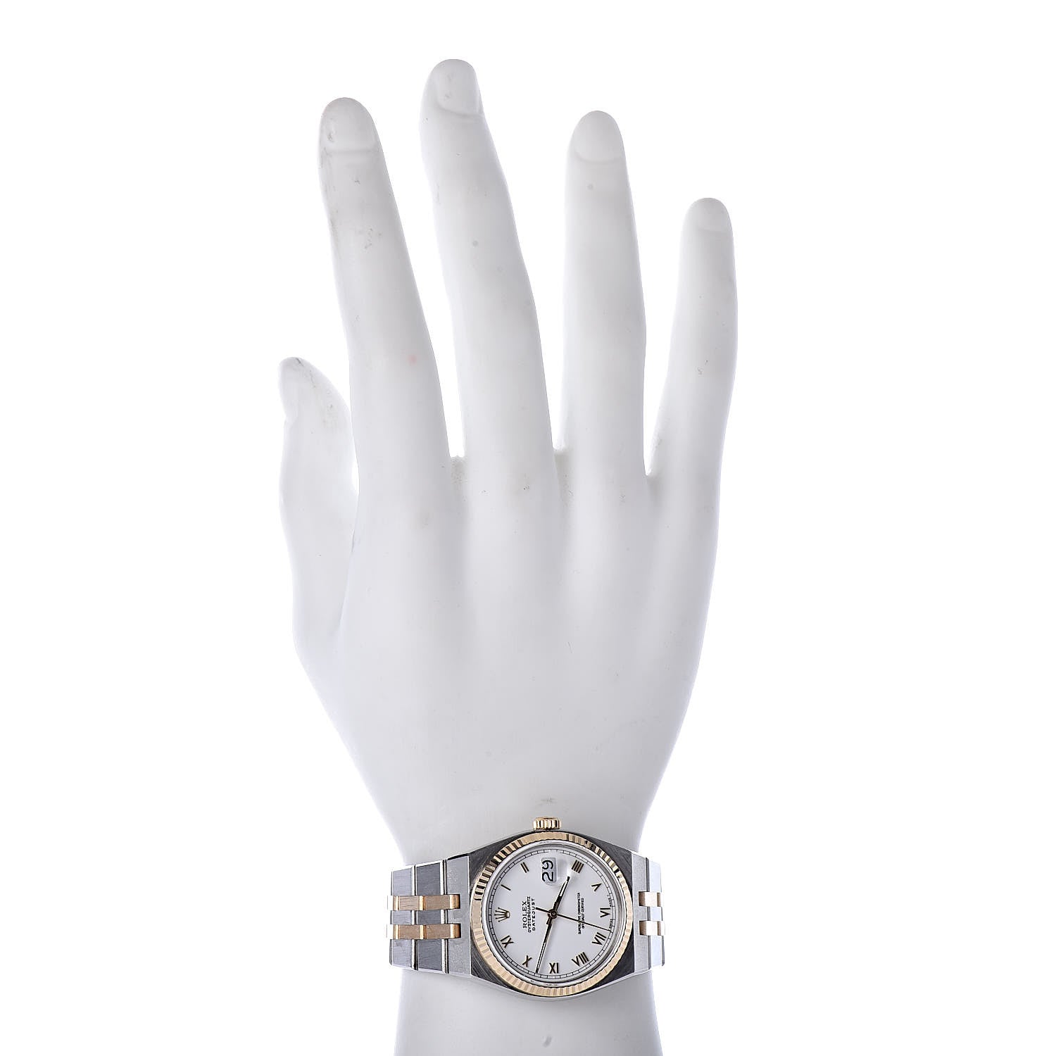 Rolex Stainless Steel 18K Yellow Gold 36mm OysterQuartz Datejust Watch White Roman 17013 2 of 7