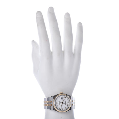 Rolex Stainless Steel 18K Yellow Gold 36mm OysterQuartz Datejust Watch White Roman 17013 2 of 7