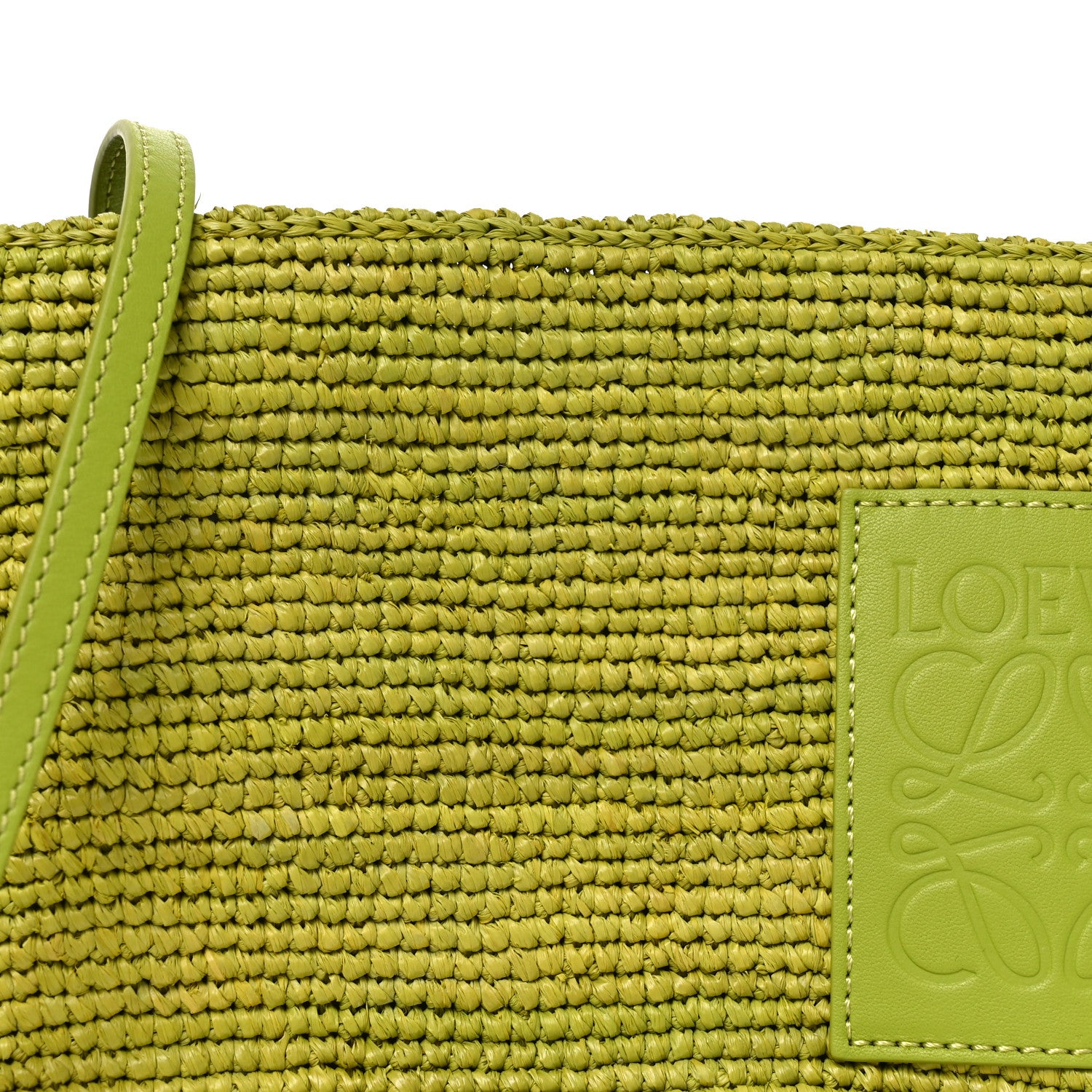 Loewe Raffia Calfskin Slit Pochette Bag Green 7 of 9