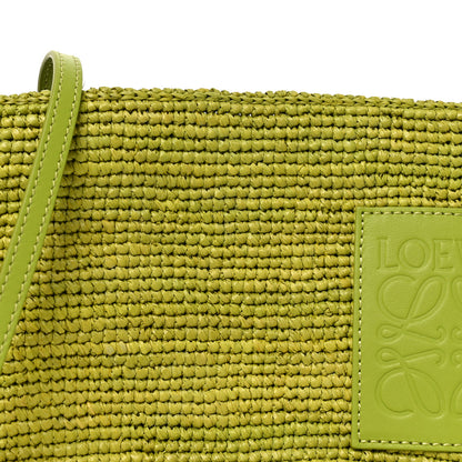 Loewe Raffia Calfskin Slit Pochette Bag Green 7 of 9
