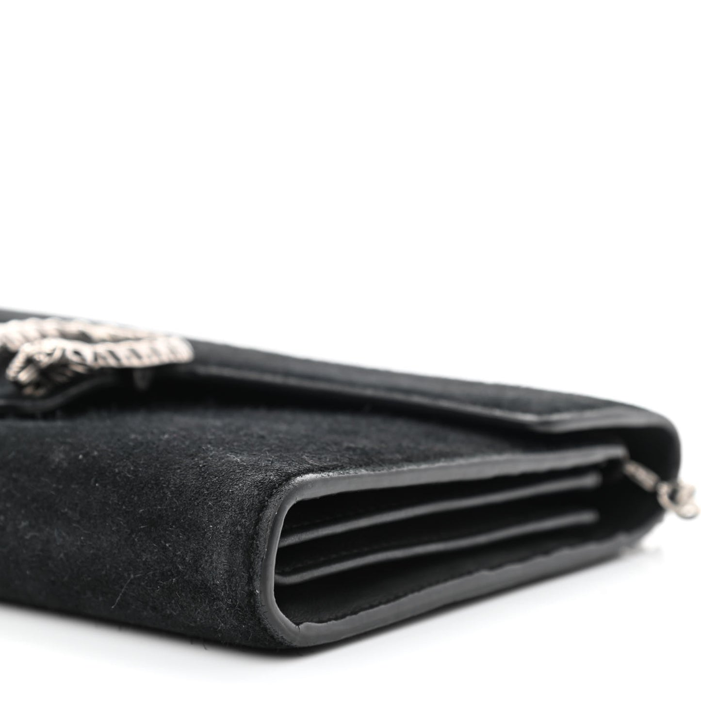 Suede Mini Dionysus Chain Wallet Black