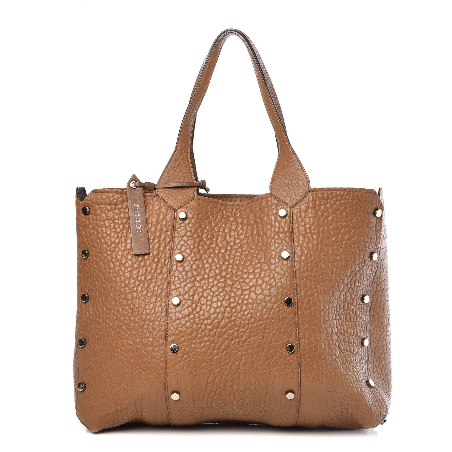 Jimmy Choo Grained Lambskin Studded Lockett Shopper Tote Tan 1 of 16