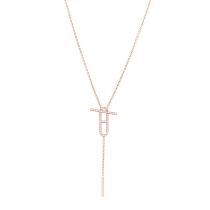 Hermes 18K Rose Gold Diamond PM Ever Chaine D'Ancre Necklace 1 of 6