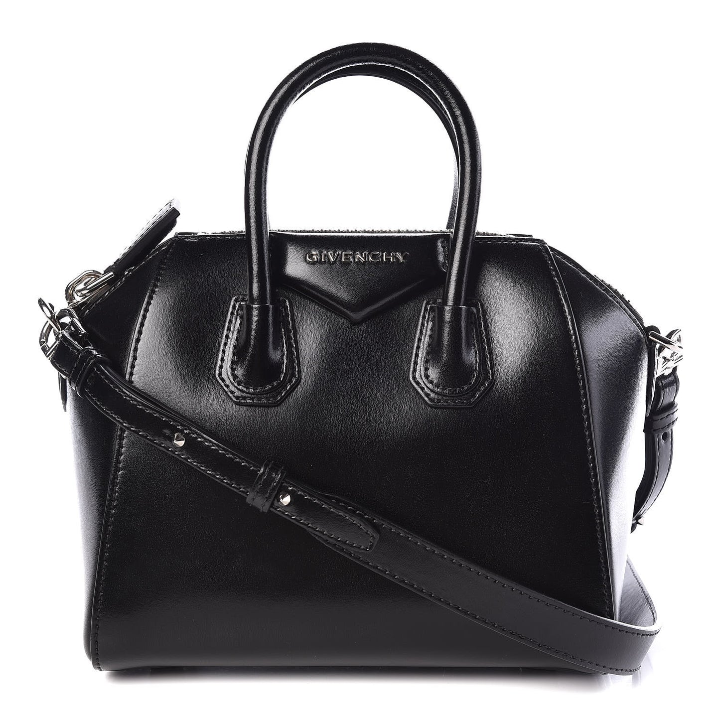 Shiny Lord Calfskin Mini Antigona Black