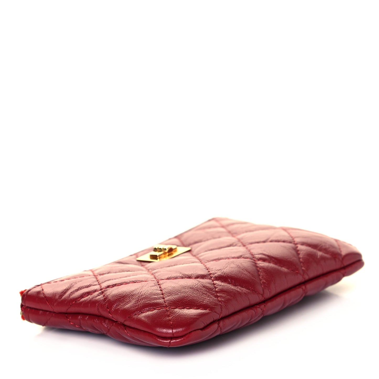 Aged Calfskin Quilted Small Reissue Cosmetic Case Red