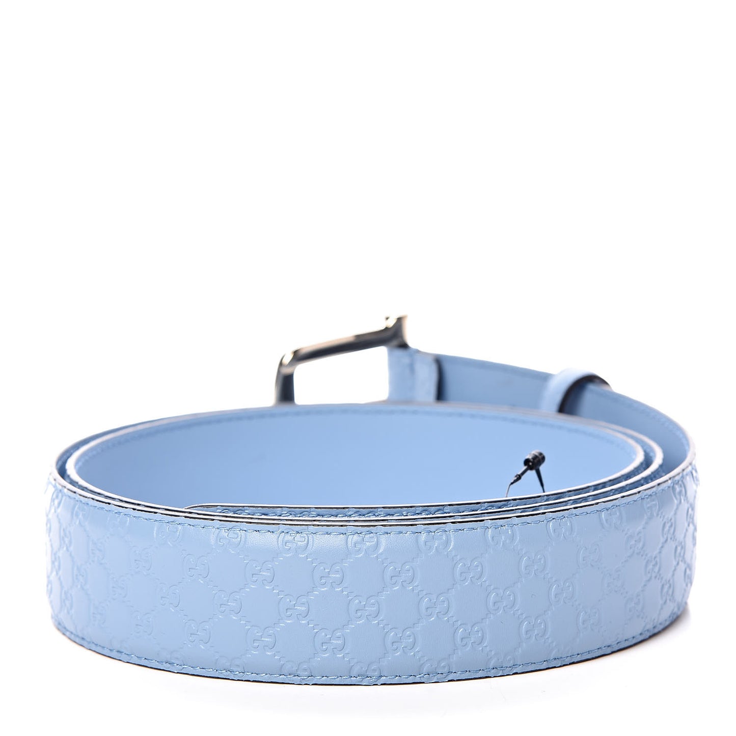 Soft Microguccissima Margaux Calfskin Belt 120 48 Mineral Blue