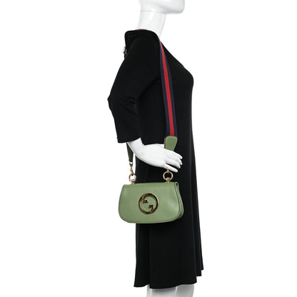 Gucci Roxy Calfskin Web Mini Blondie Shoulder Bag Salamander Green 2 of 11