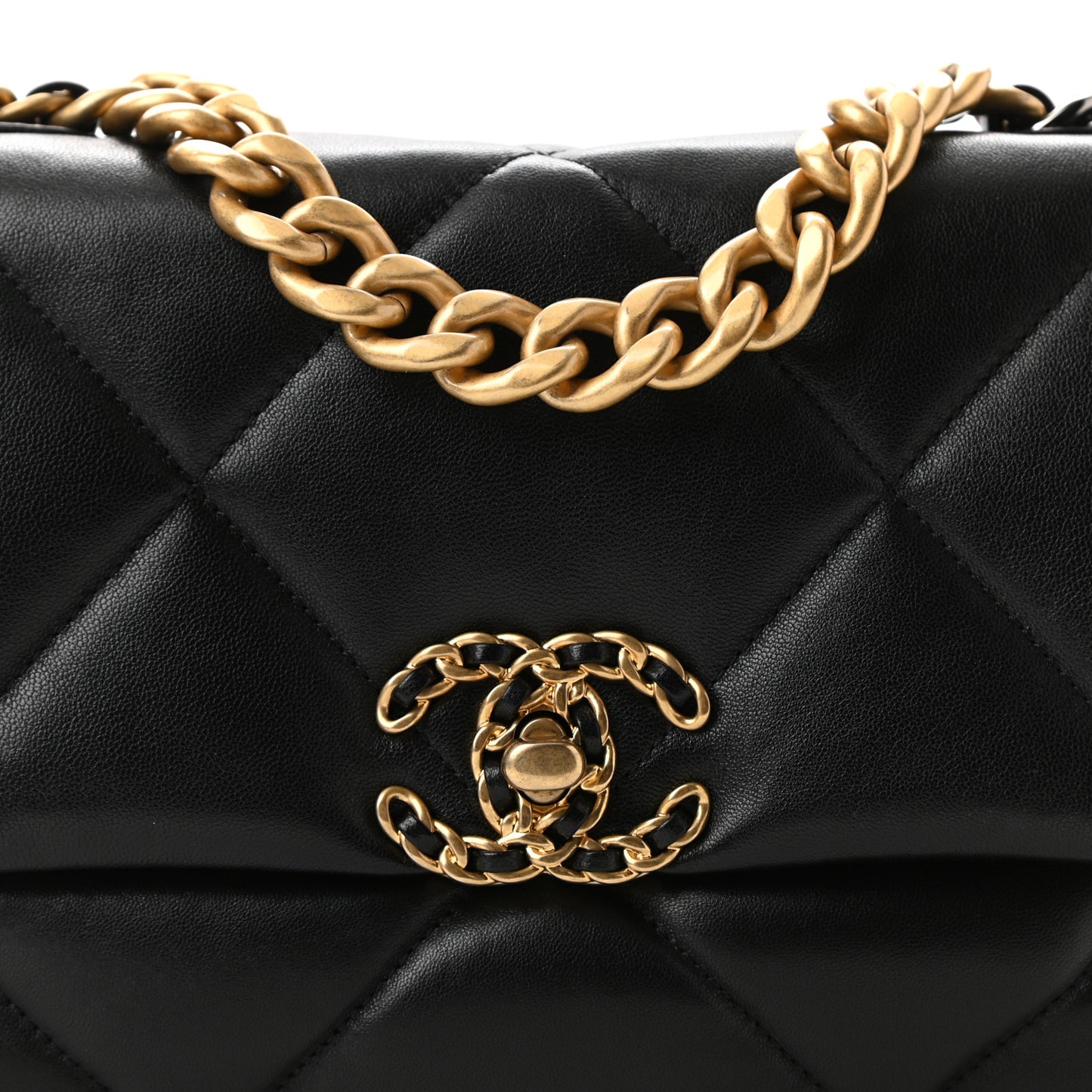 Lambskin Quilted Medium Chanel 19 Flap Black