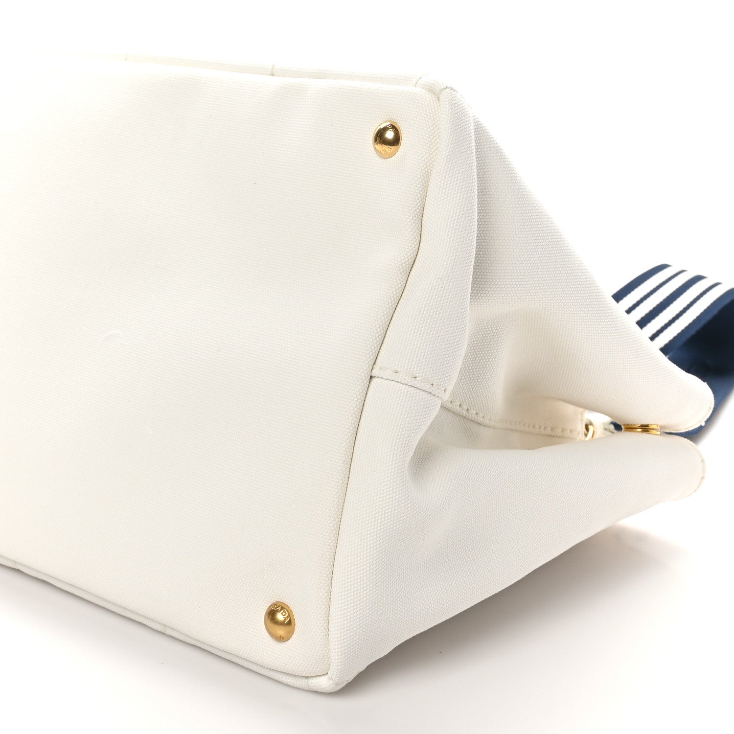 Prada Canapa Logo Tote White Blue 1712873 – FASHIONPHILE