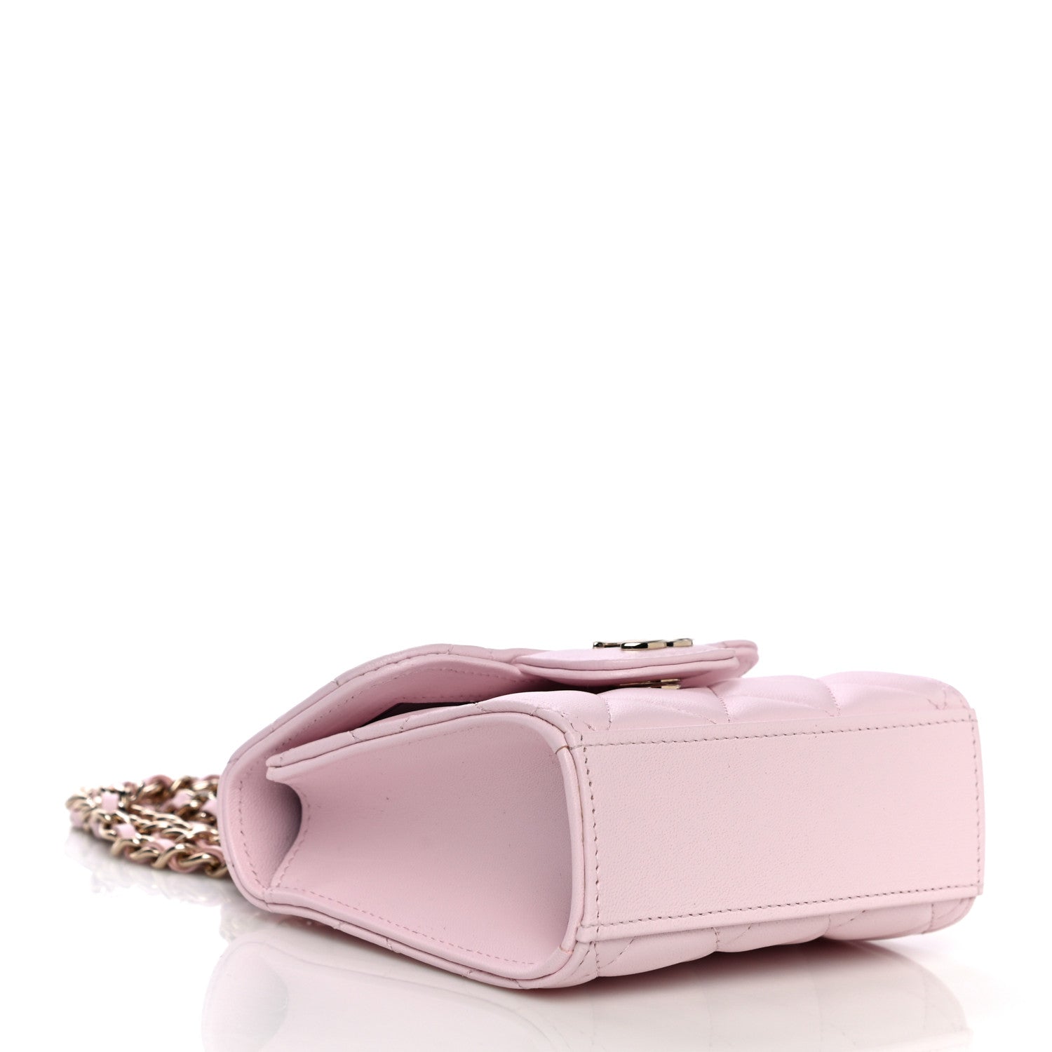 Chanel Lambskin Quilted Top Handle Clutch With Chain Light Pink 4 of 12