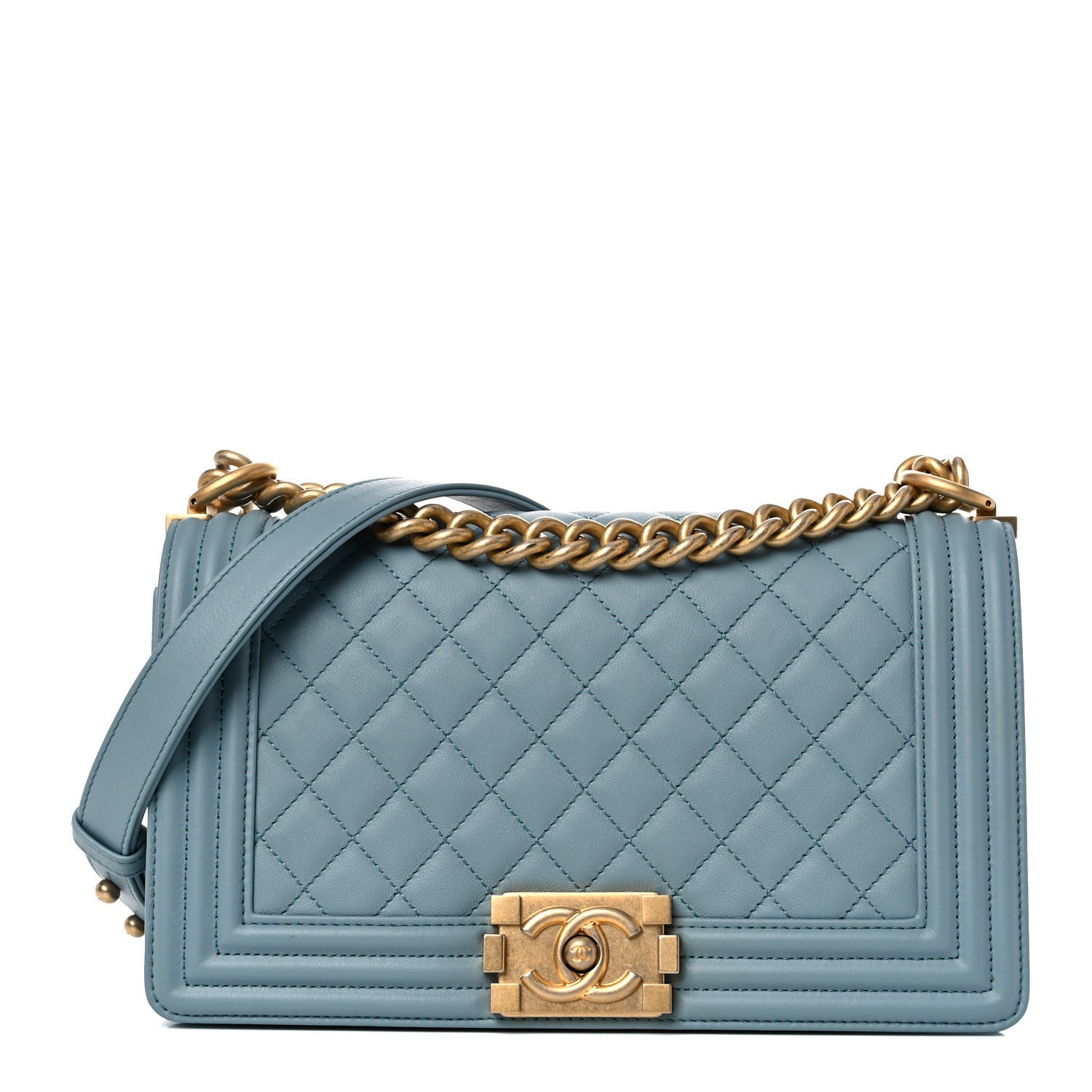 Chanel Calfskin Quilted Medium Boy Flap Light Blue 1 of 12
