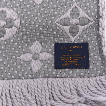 Louis Vuitton Wool Silk Logomania Scarf Pearl Grey 3 of 4
