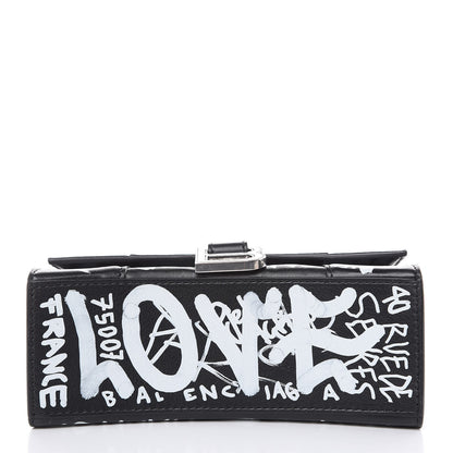 Balenciaga Smooth Calfskin Graffiti Hourglass Top Handle Bag XS Black White 9 of 12