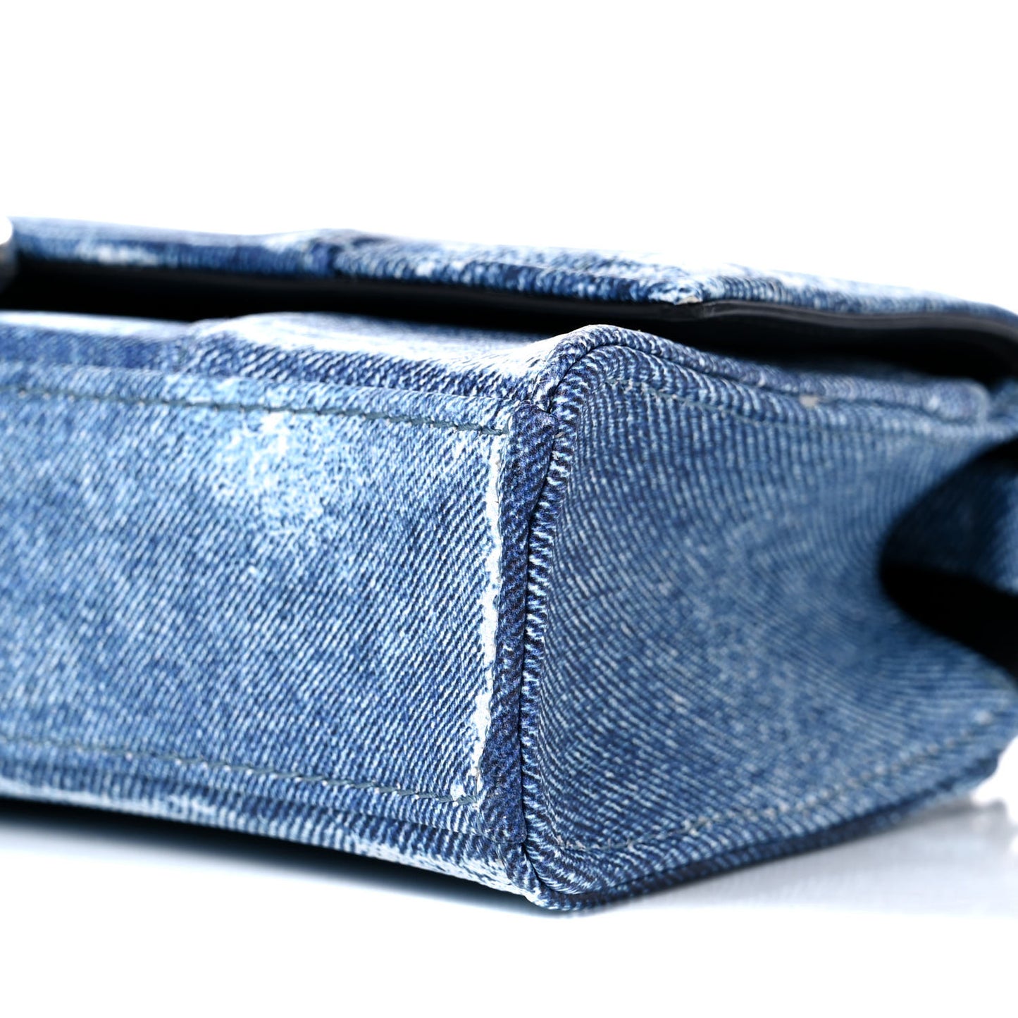 Nappa Denim Printed Hourglass Chain Bag Denim Blue