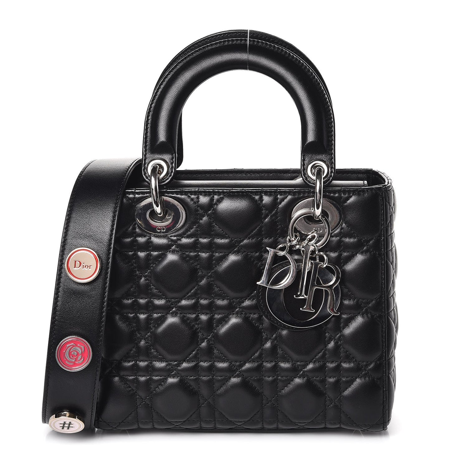 Lambskin Cannage Small Lucky Badges My Lady Dior Black