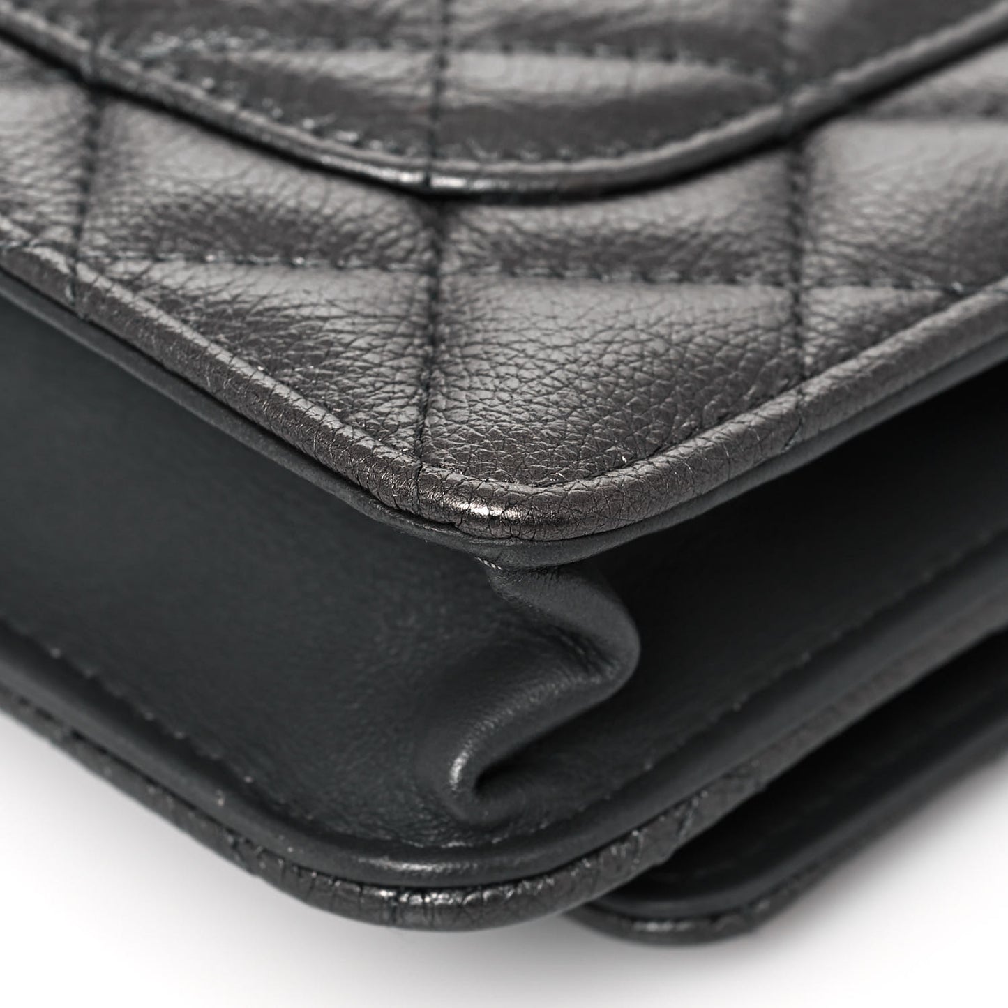 Metallic Calfskin Quilted Reissue Wallet On Chain WOC Charcoal