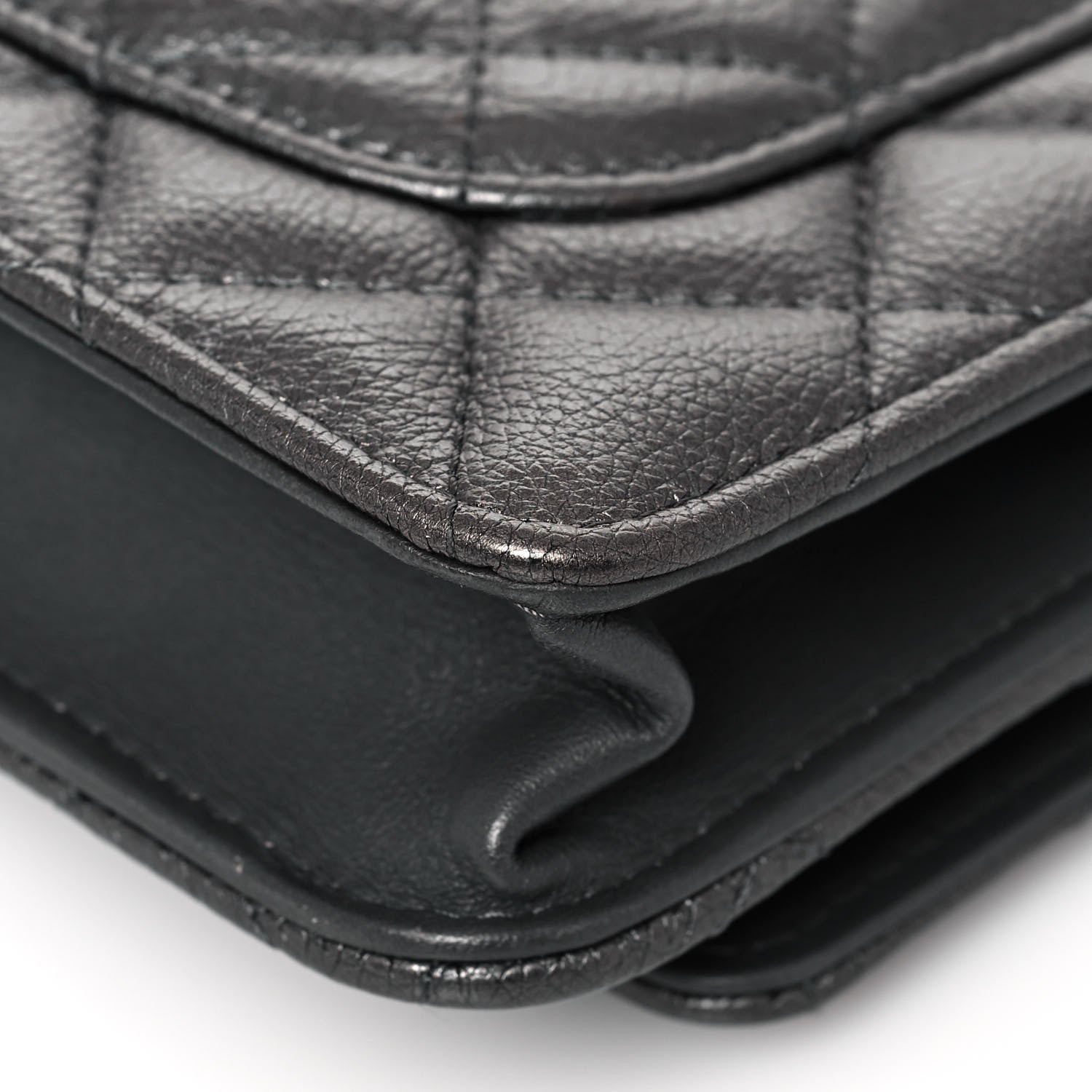 Chanel Metallic Calfskin Quilted Reissue Wallet On Chain WOC Charcoal 12 of 14