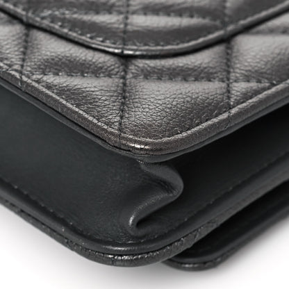 Chanel Metallic Calfskin Quilted Reissue Wallet On Chain WOC Charcoal 12 of 14