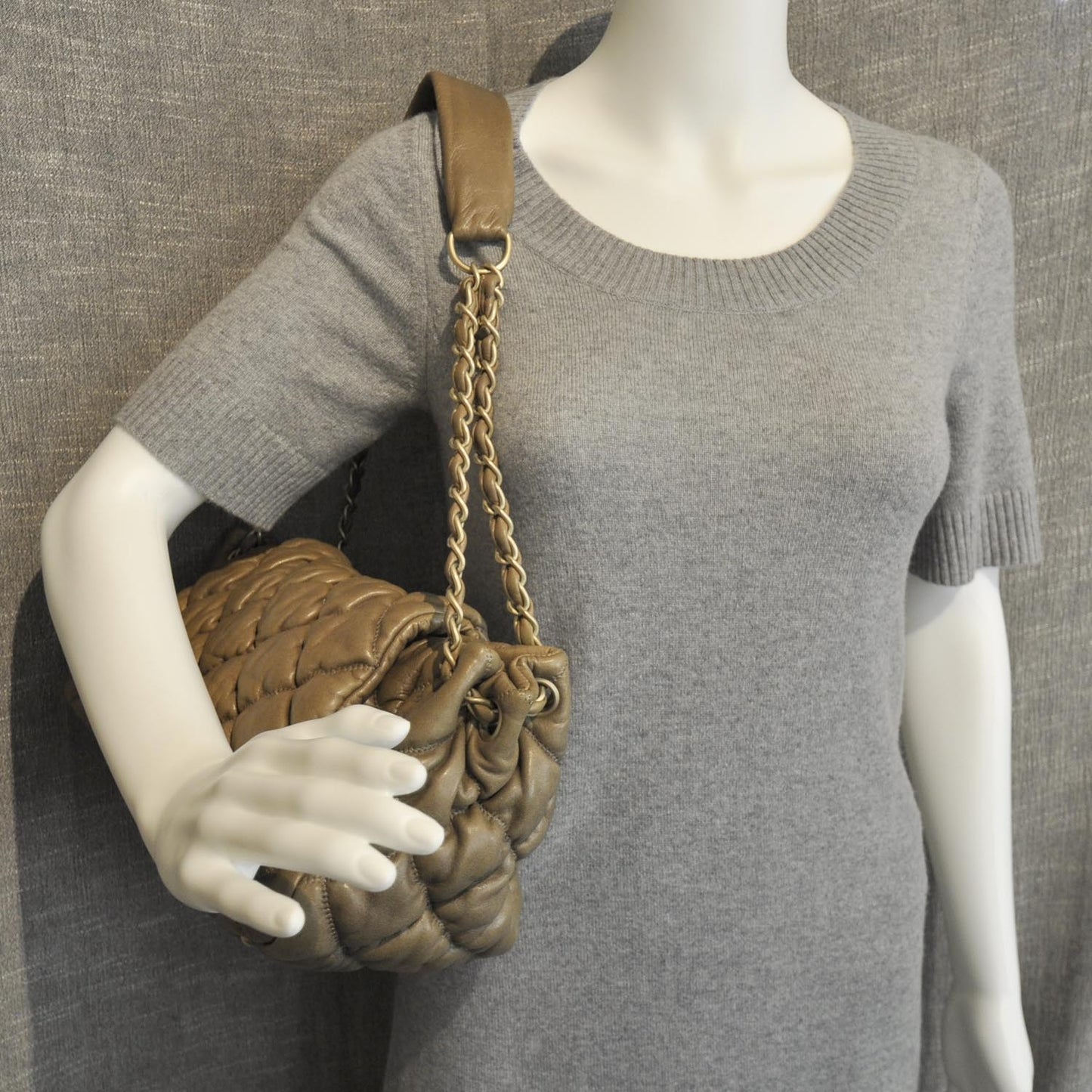 Leather Small Bubble Quilt Flap Bag