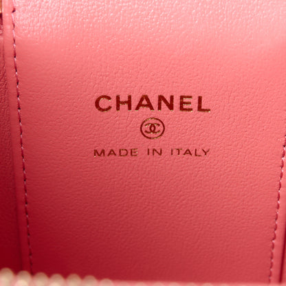 Chanel Lambskin Quilted Crystal Top Handle Mini Vanity Case With Chain Coral 6 of 11