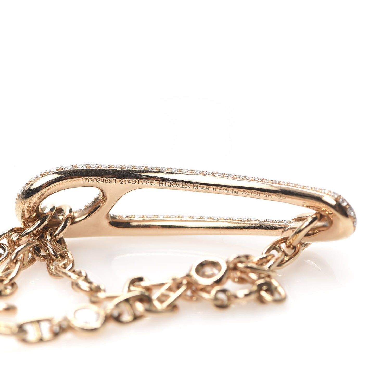 18K Rose Gold Pave Diamond MM Chaine d'Ancre Punk Bracelet SH