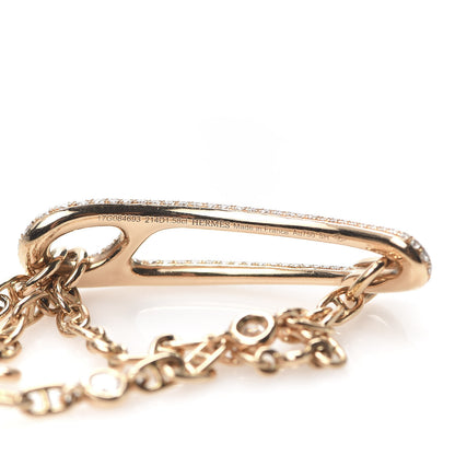 Hermes 18K Rose Gold Pave Diamond MM Chaine d'Ancre Punk Bracelet SH 5 of 6