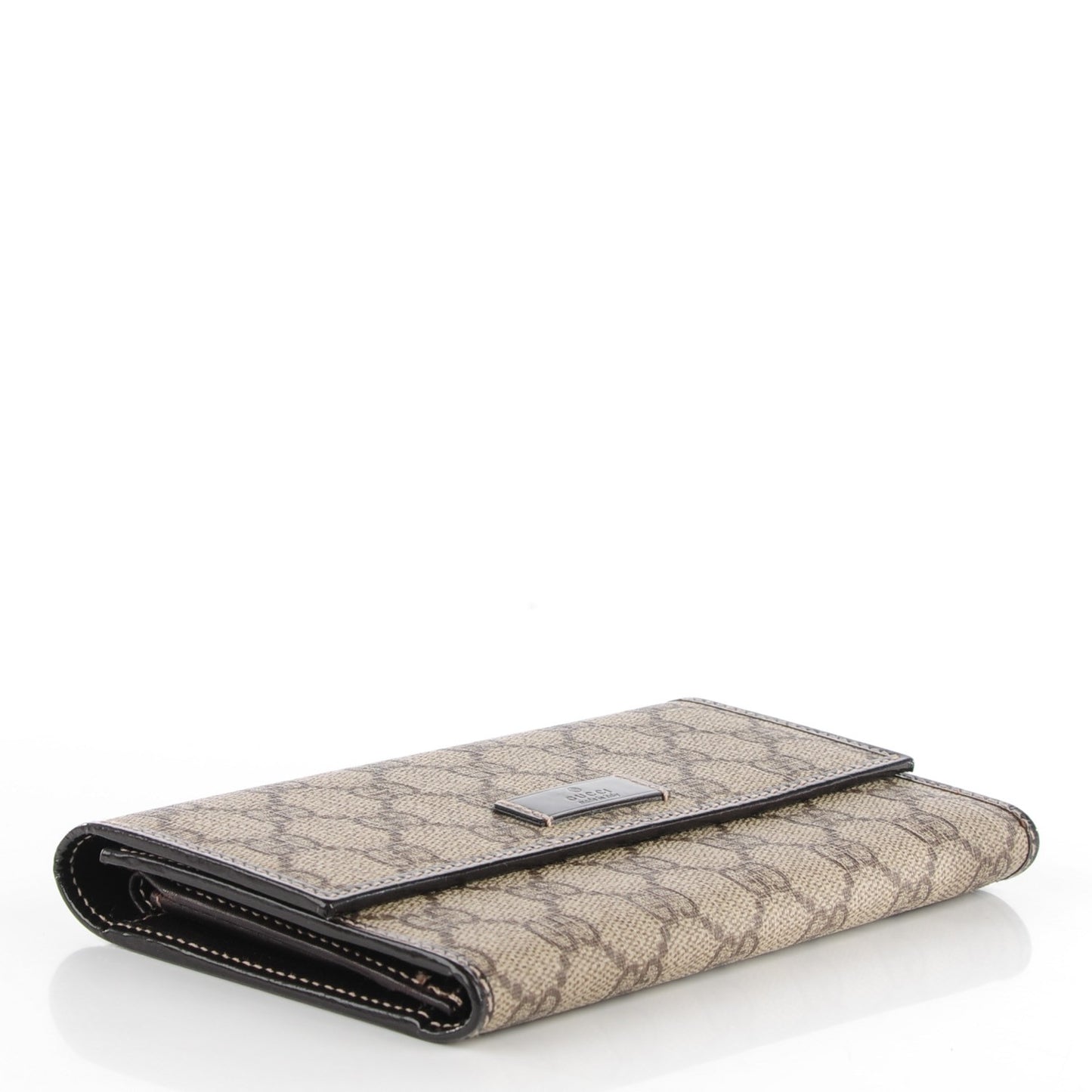 GG Plus Monogram Joy Continental Snap Oranizer Wallet Beige Ebony Dark Brown