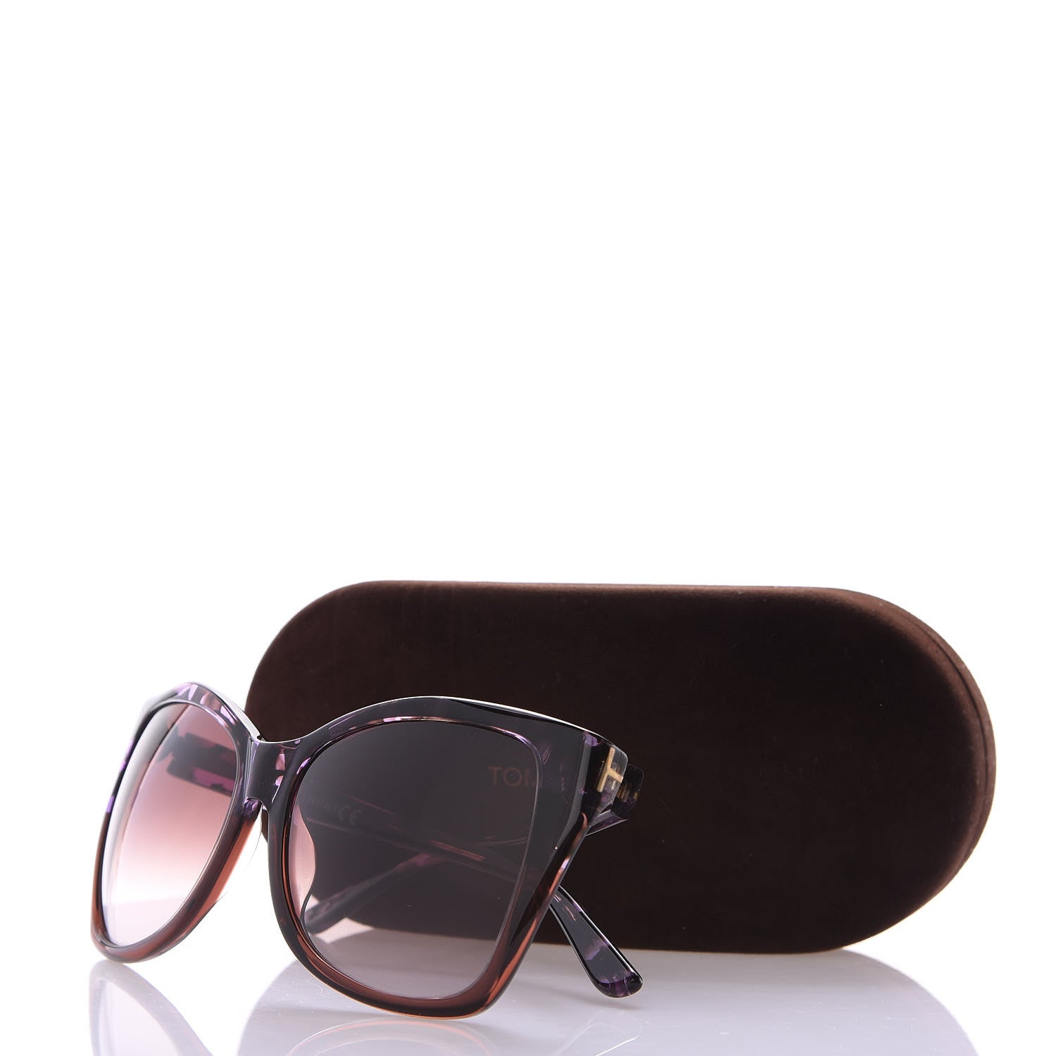 Tom Ford Carli Oversize Square Cateye Sunglasses TF295 Havana Purple 8 of 8