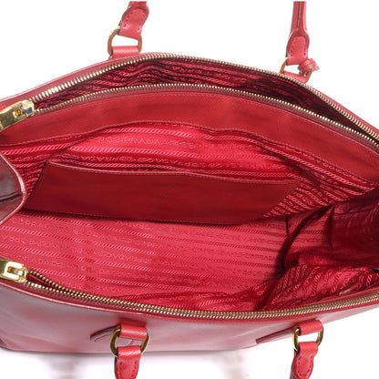Prada Saffiano Lux Large Double Zip Tote Fuoco 5 of 12