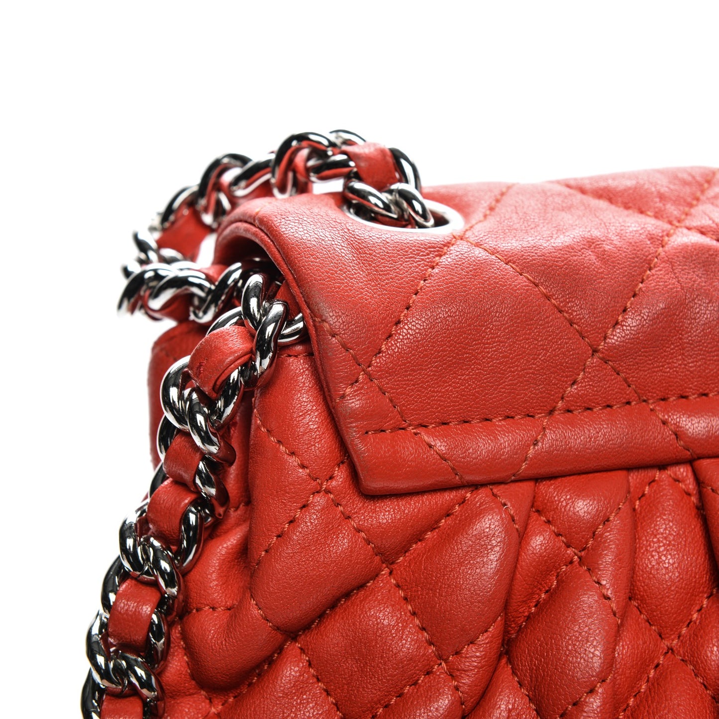 Washed Lambskin Mini Chain Around Messenger Red