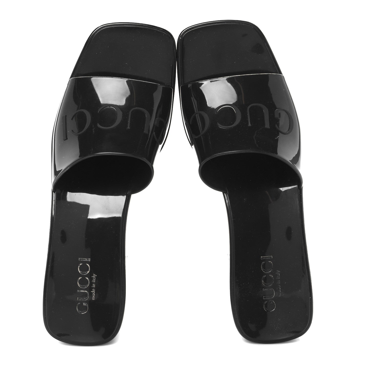 Gucci Rubber Gucci Logo Womens Platform 20/60mm Slide Sandals 38 Black 2 of 10