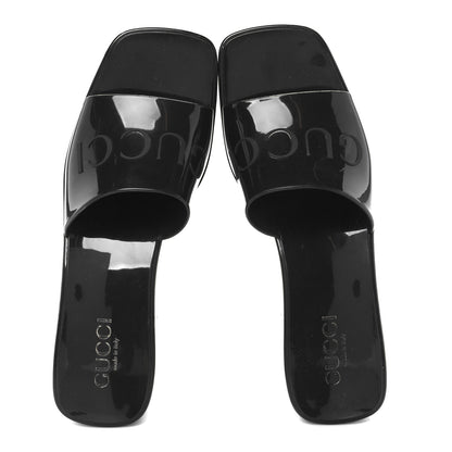 Gucci Rubber Gucci Logo Womens Platform 20/60mm Slide Sandals 38 Black 2 of 10
