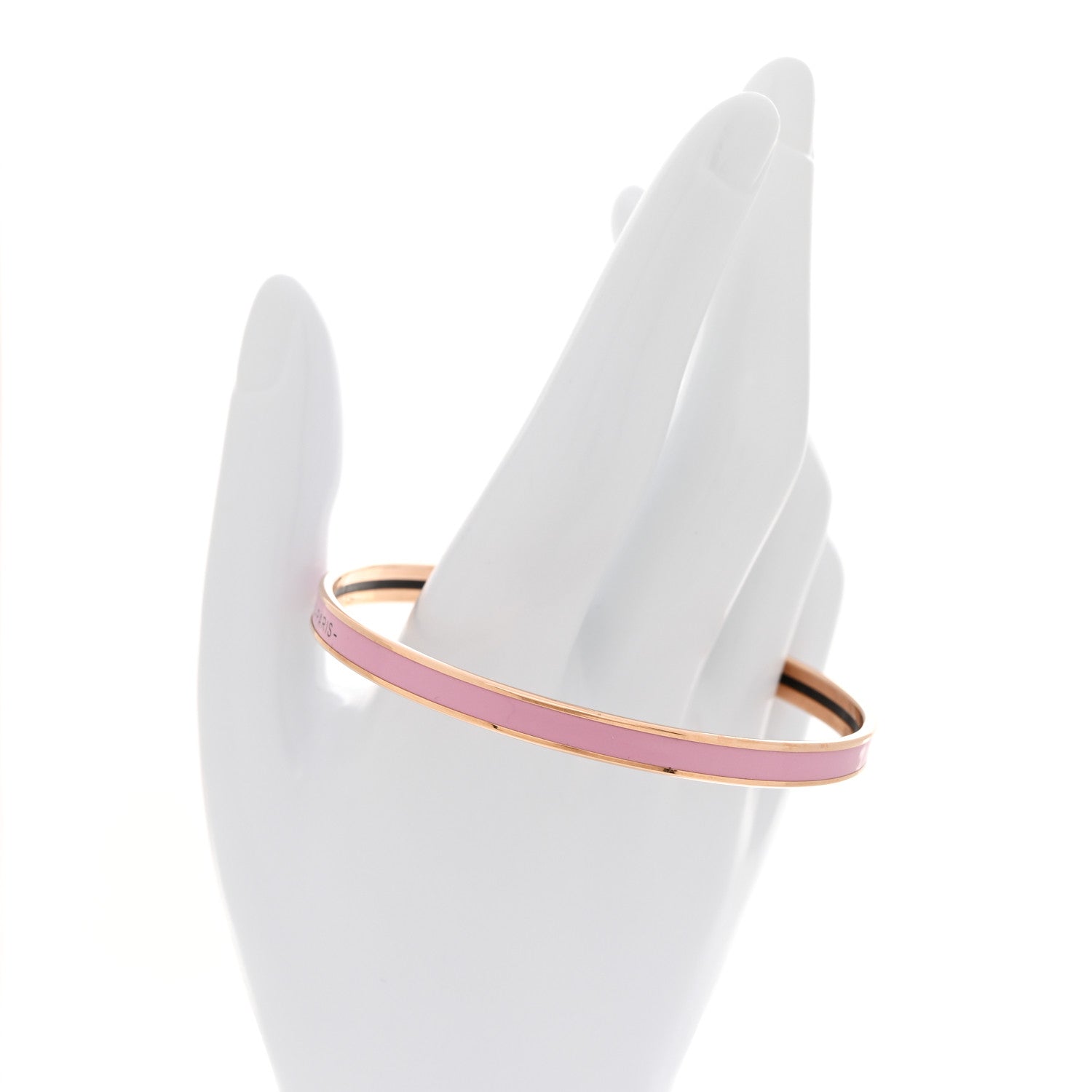 Hermes Enamel Printed Extra Narrow Bracelet 70 Rose Delirium 2 of 6