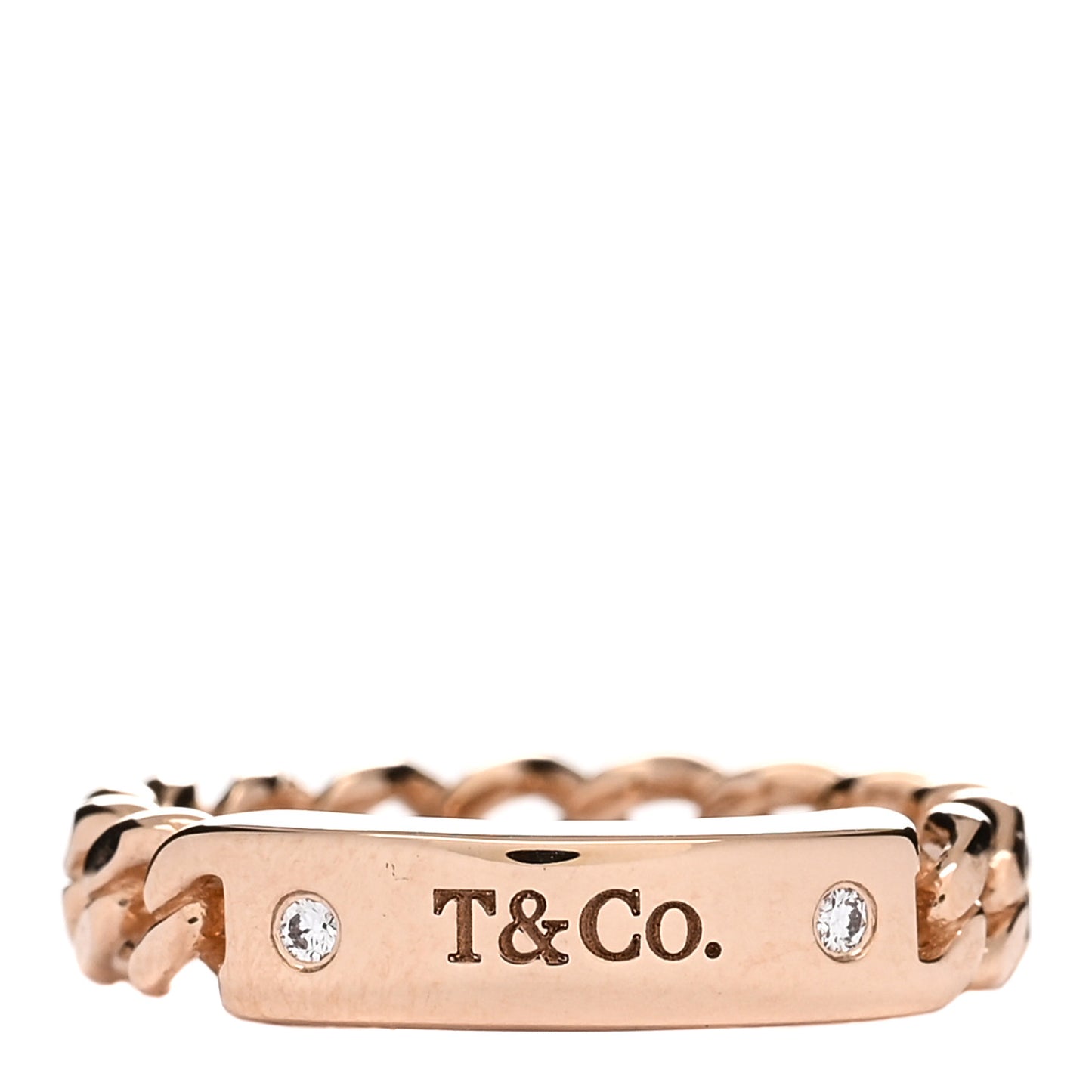 18K Rose Gold Diamond Micro Link Ring 47 4
