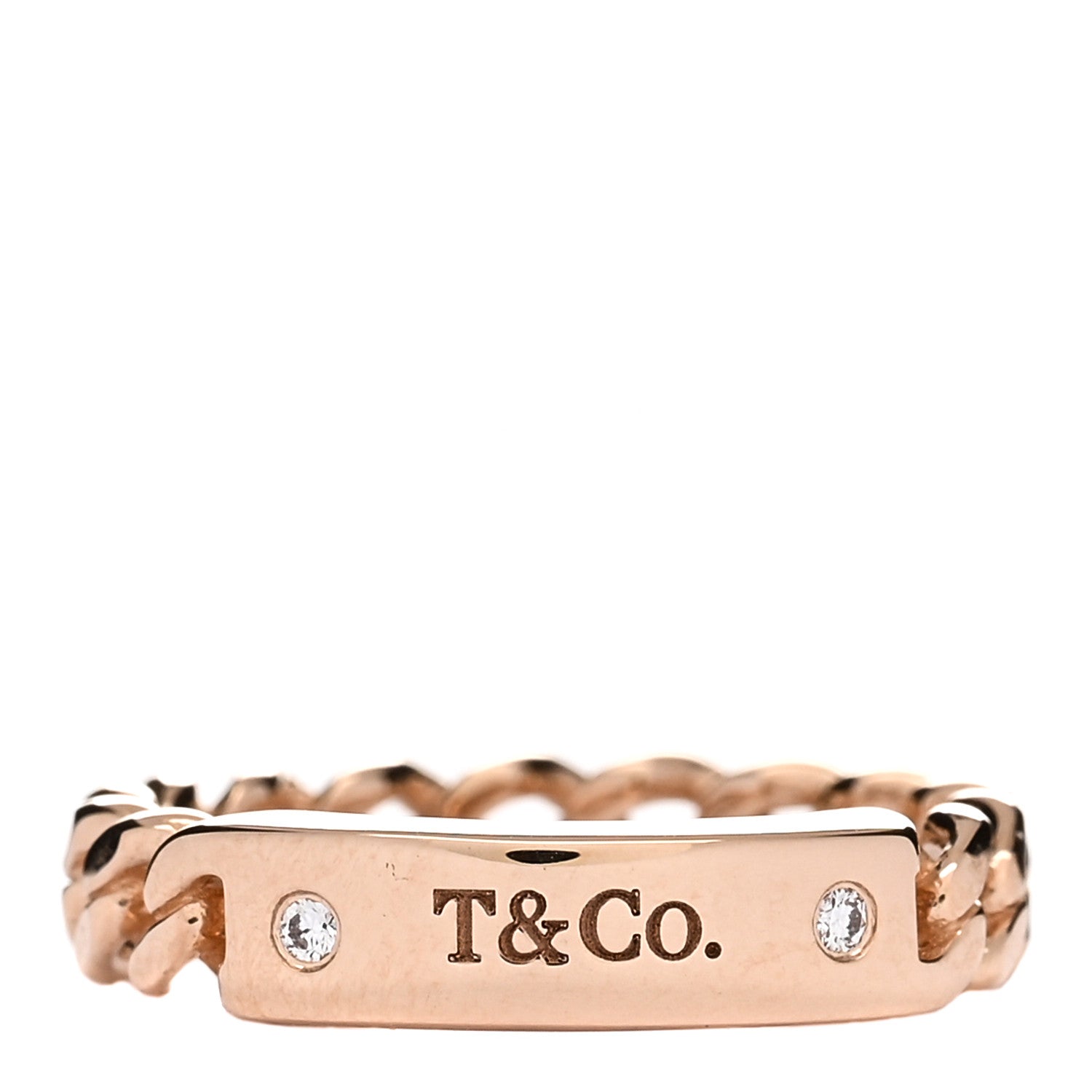 Tiffany 18K Rose Gold Diamond Micro Link Ring 47 4 1 of 5