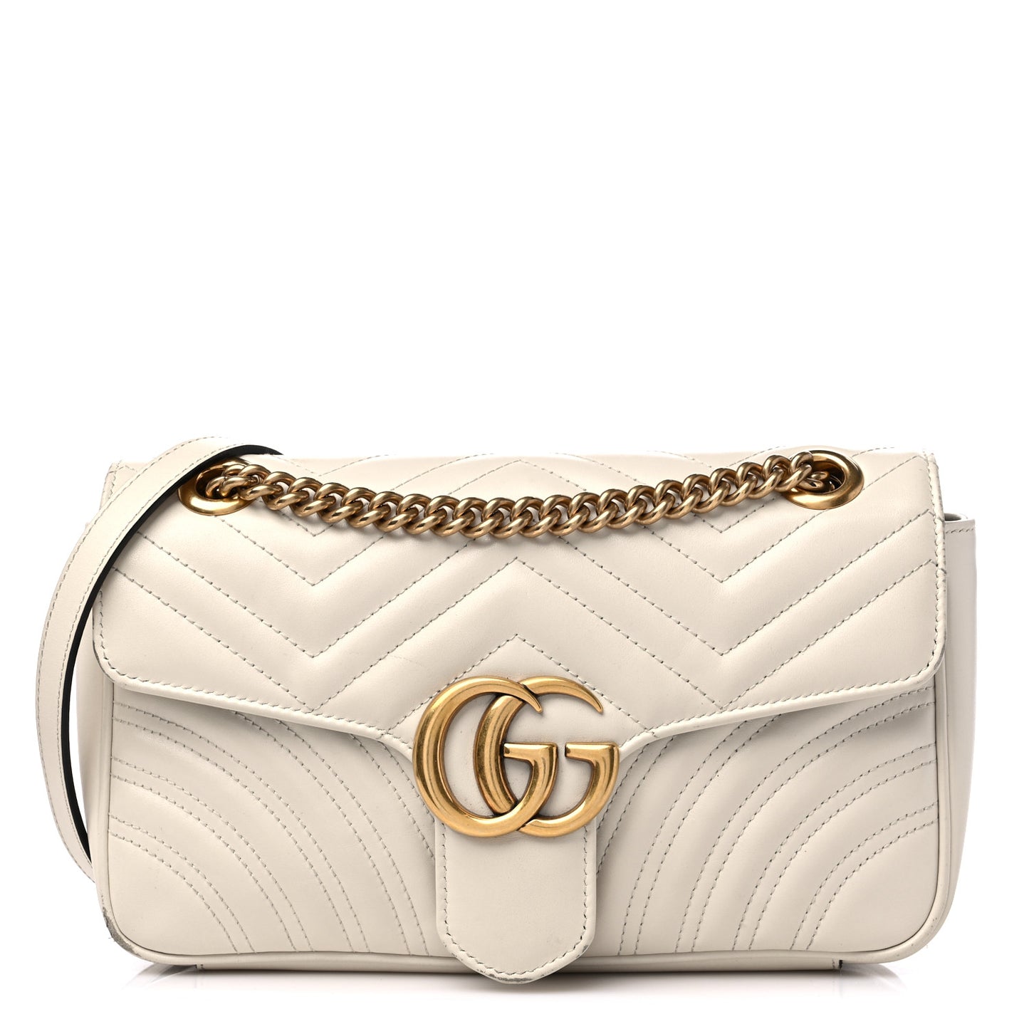 Calfskin Matelasse Small GG Marmont Shoulder Bag White