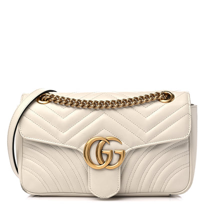 Gucci Calfskin Matelasse Small GG Marmont Shoulder Bag White 1 of 17