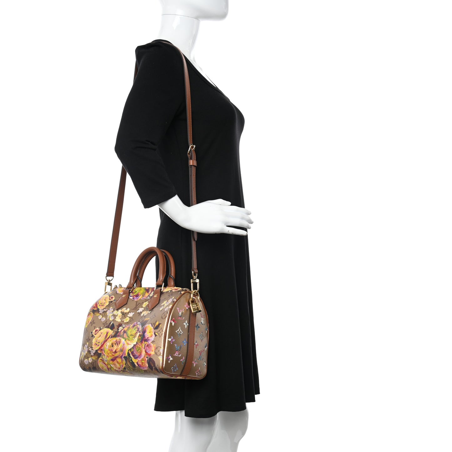 Metallic Monogram LV Garden Speedy Bandouliere 25 Gold