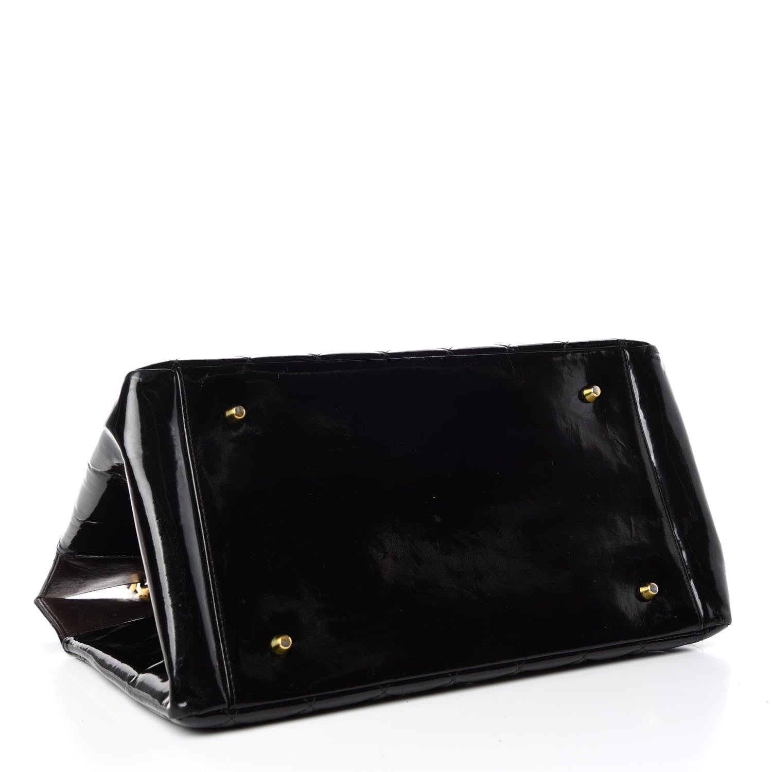 Chanel Patent Quilted Grand Shopping Tote GST Black 4 of 16