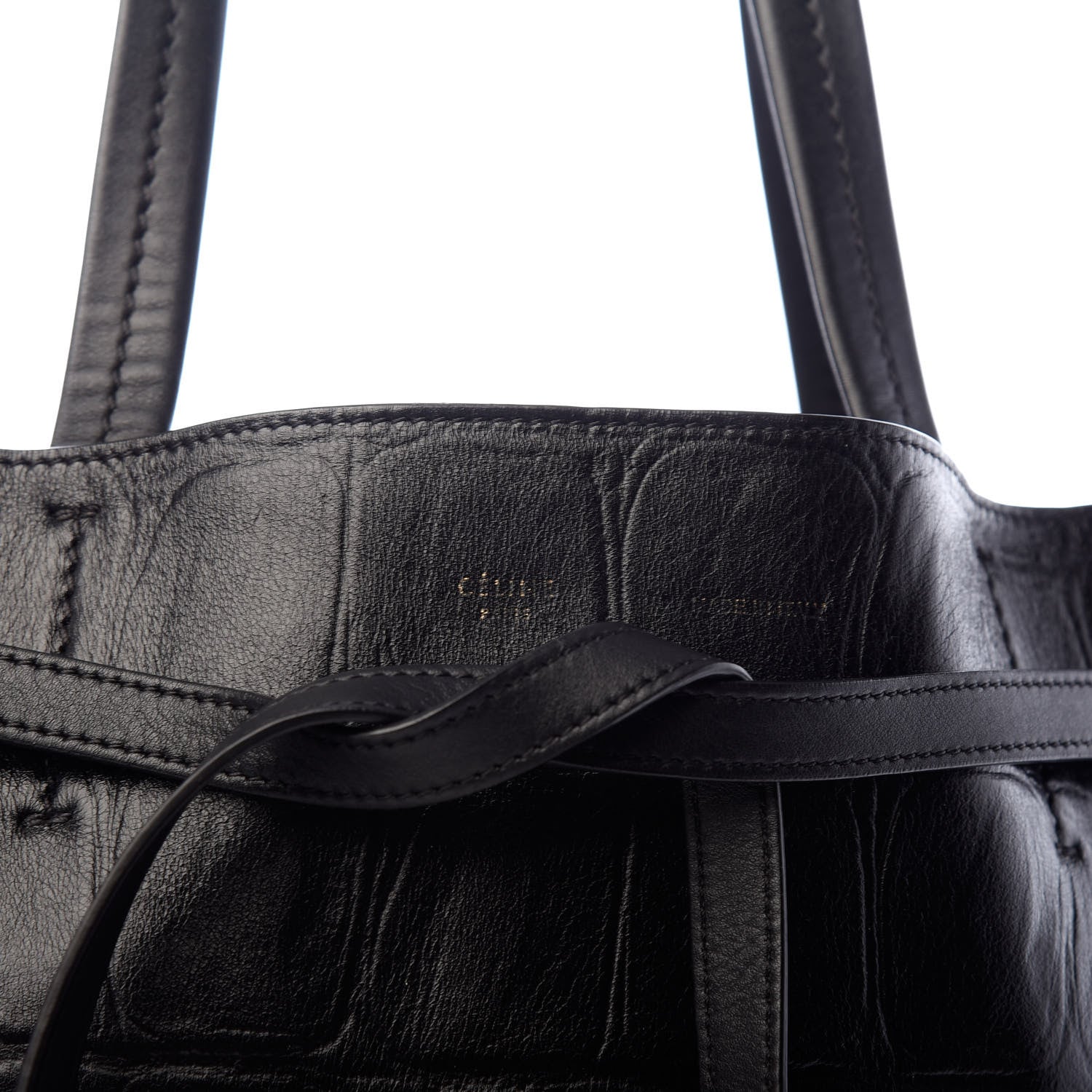 Celine Crocodile Embossed Calfskin Medium Belt Cabas Phantom Black 9 of 9